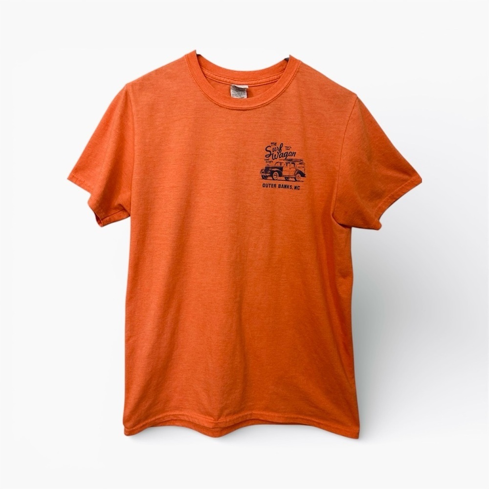 Outer Banks OBX Surf Wagon T-Shirt Orange Beach Van Graphic Tee Vacation Size M